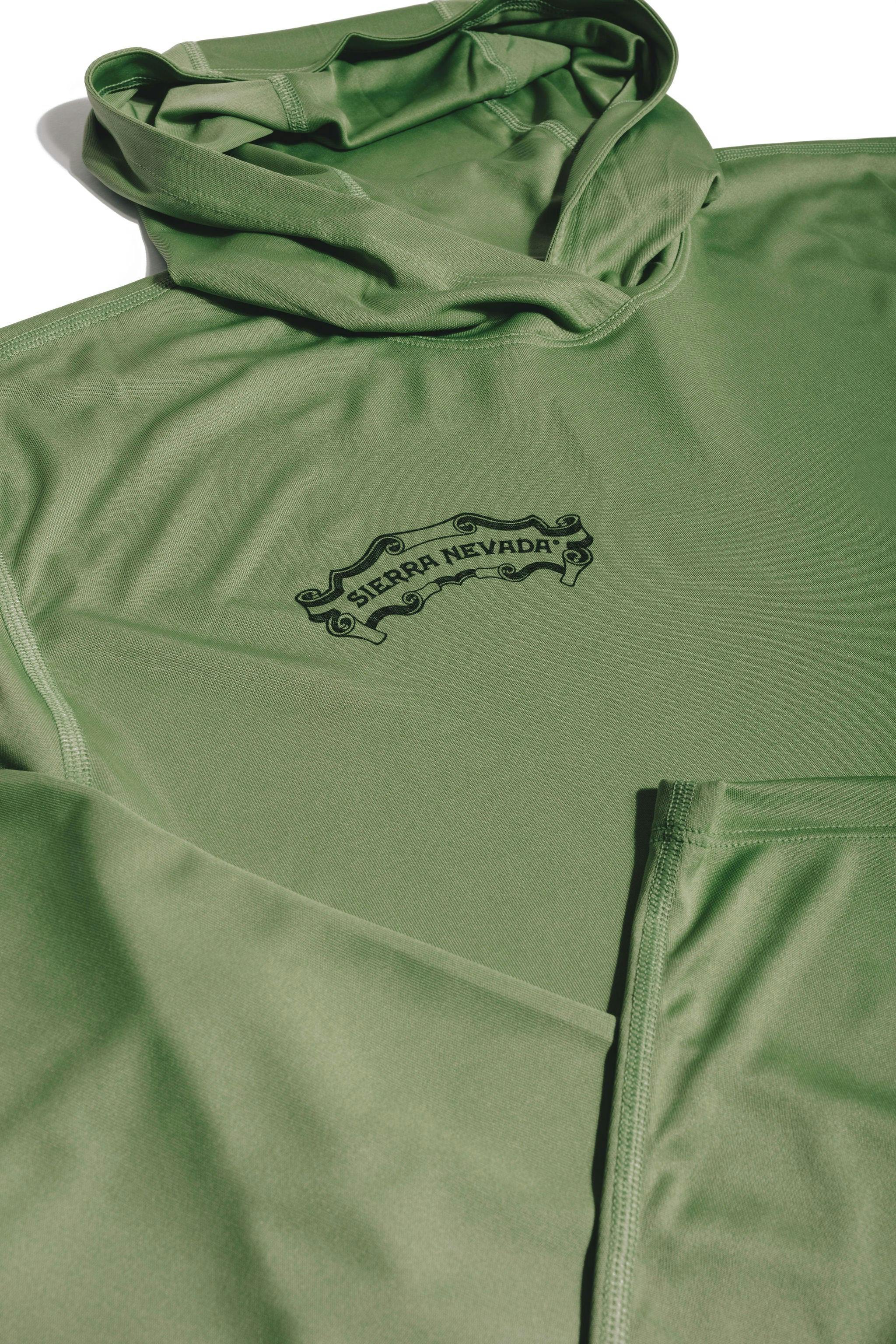 Sierra Nevada Simms Tech Hoodie - detailed view of scroll logo on front chest