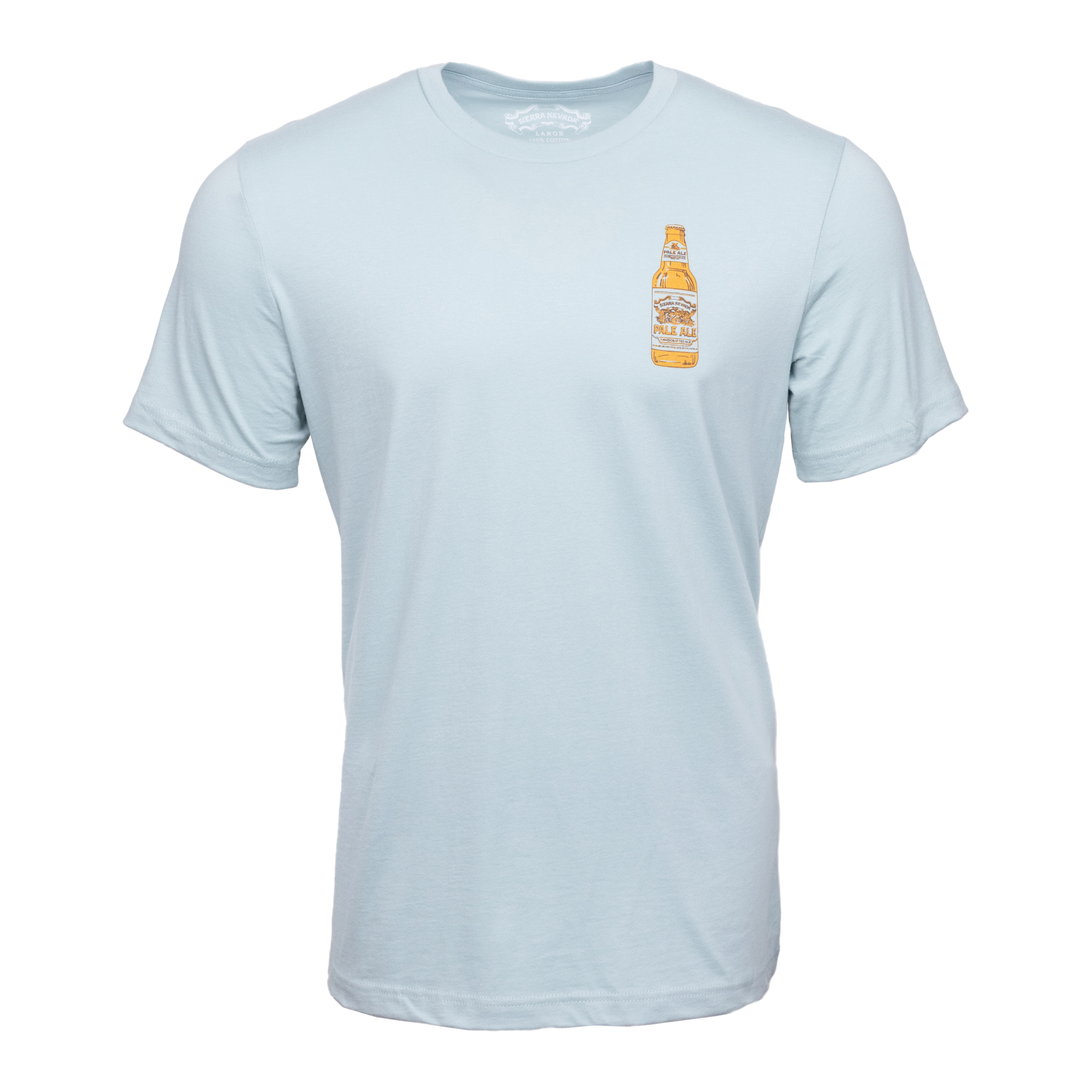 Sierra Nevada Brewing Co. Bottle Tee in Dusty Blue - front view featuring beer bottle graphic on chest