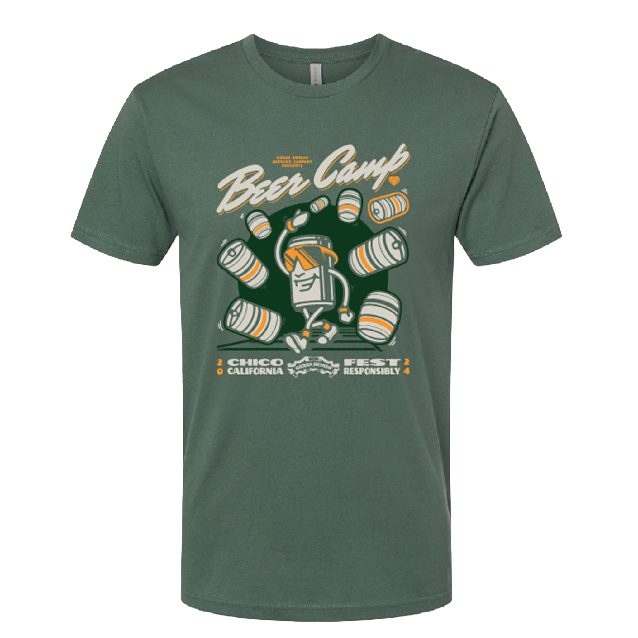 Sierra Nevada Brewing Co. 2024 Beer Camp T-Shirt collaboration with Upper Park Clothing - front view of beer can graphic and 2024 event name