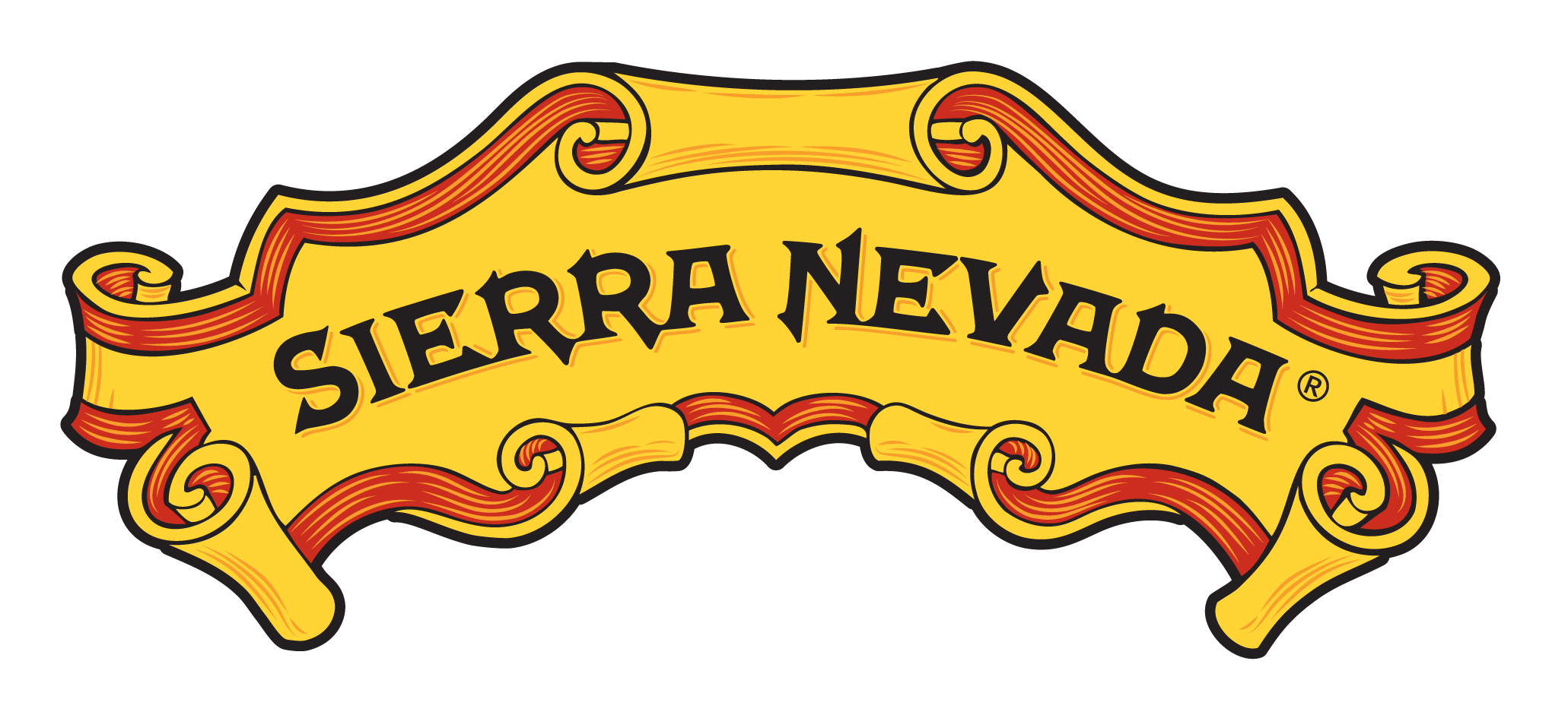 Sierra Nevada Brewing Co. sticker of the classic gold scroll logo and Sierra Nevada brand